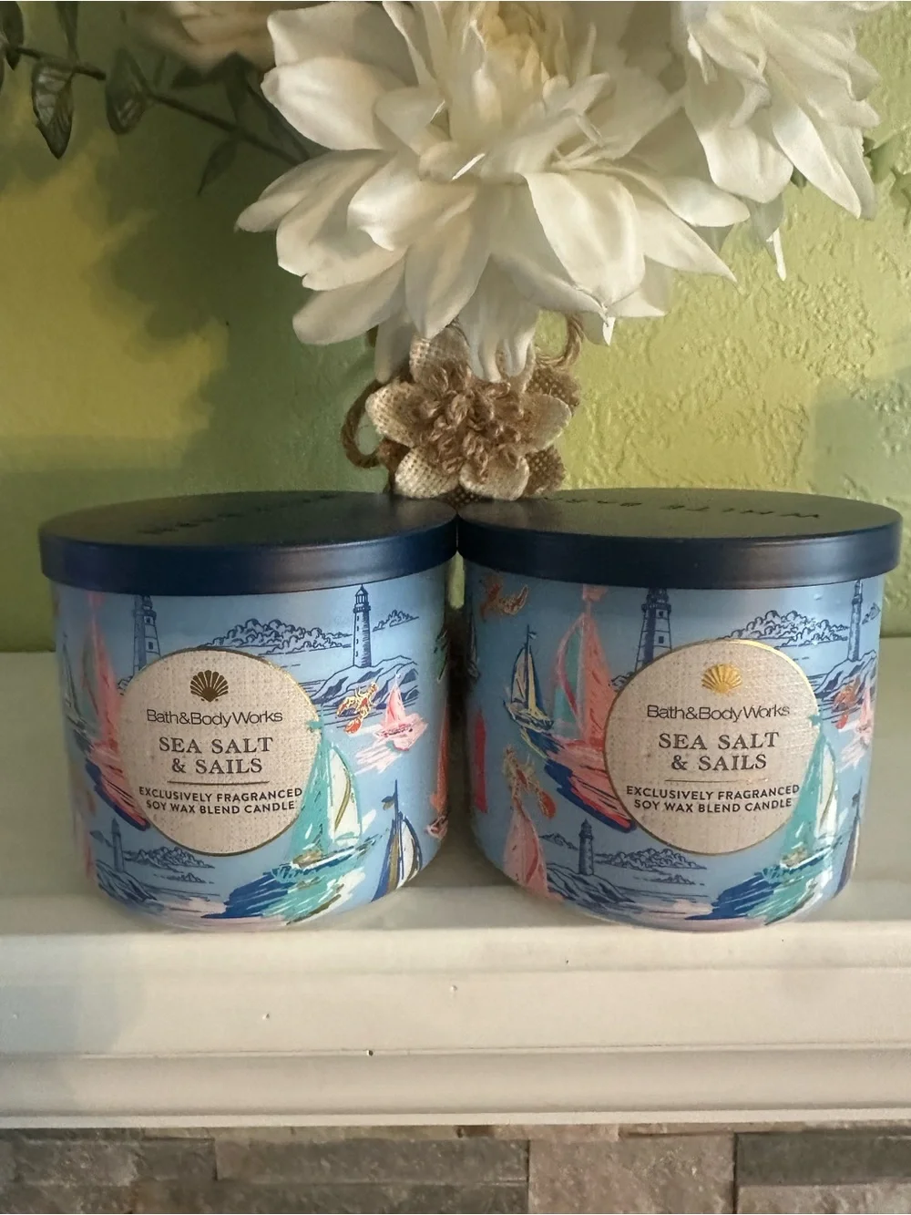 Bath & Body Works Blue & Teal Sea Salt & Sails Decorative Candle Tin